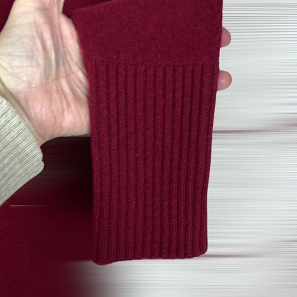 Sutton Studio Burgundy Wool Cashmere Blend Sweater Dress V-neck size L - Picture 7 of 13